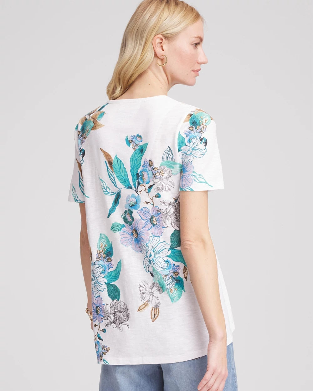 Floral Short Sleeve Forward-Seam Tee