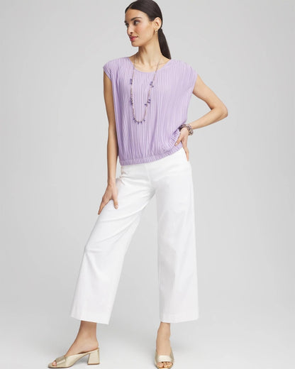 Pleated Bubble-Hem Tee