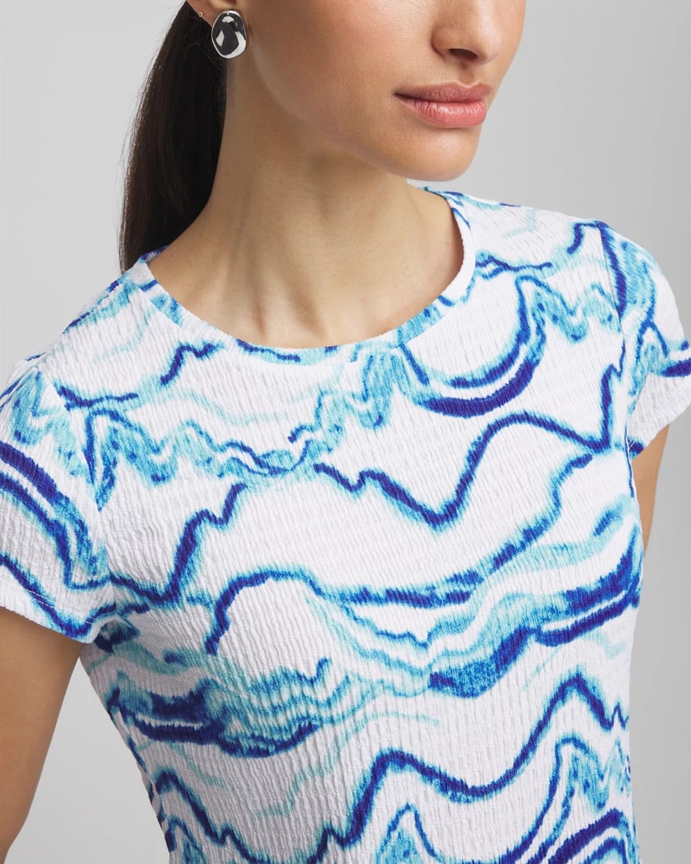 Ocean Waves Cap Sleeve Dolman Tee