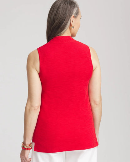 Textured Sleeveless V-Neck Tunic