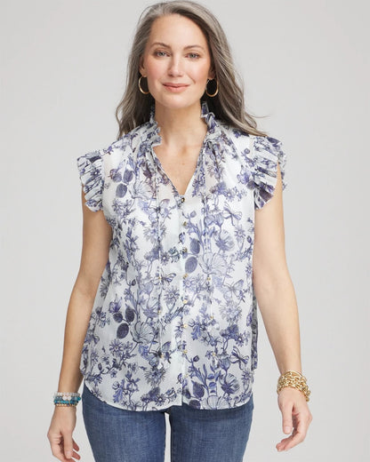 Butterfly Ruffle Collar Blouse