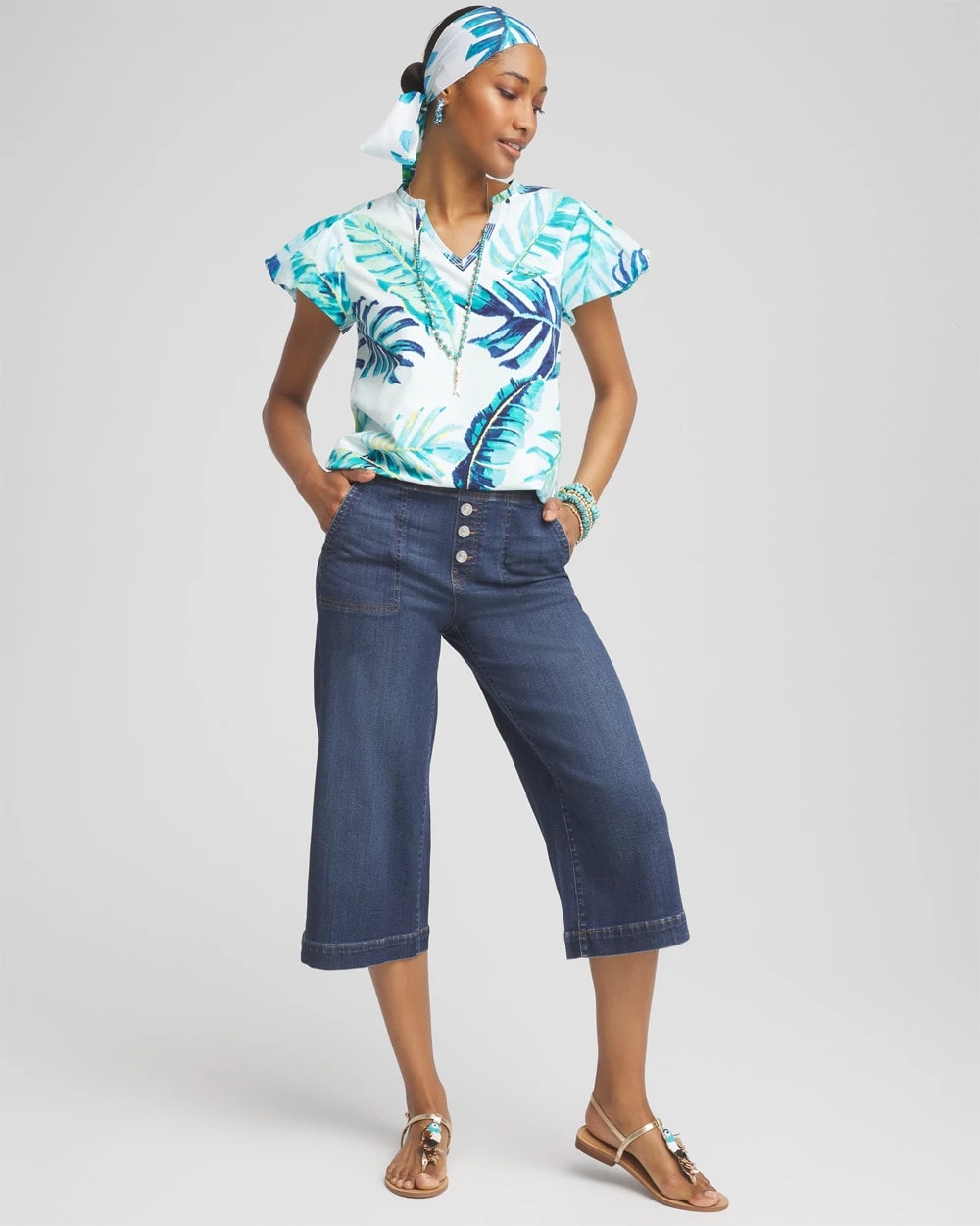 Notch Neck Cap Sleeve Tee