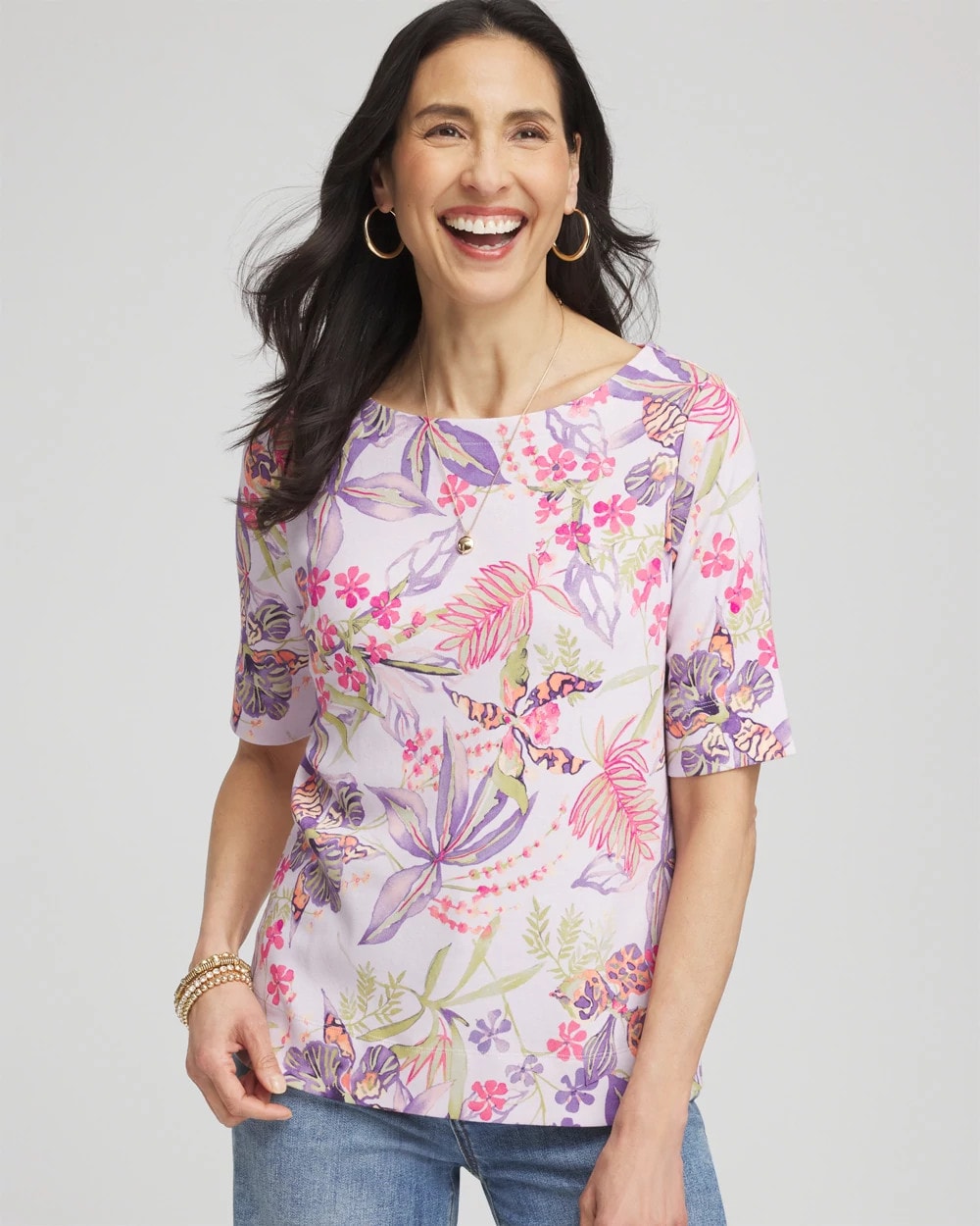Tropical Floral Pima Tee