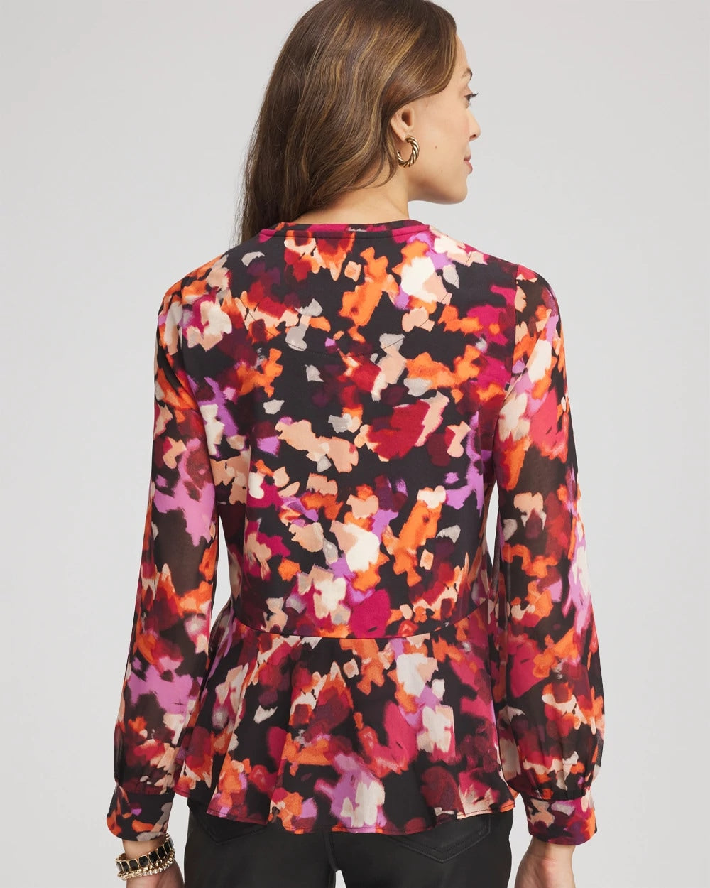 Printed Chiffon Peplum Top