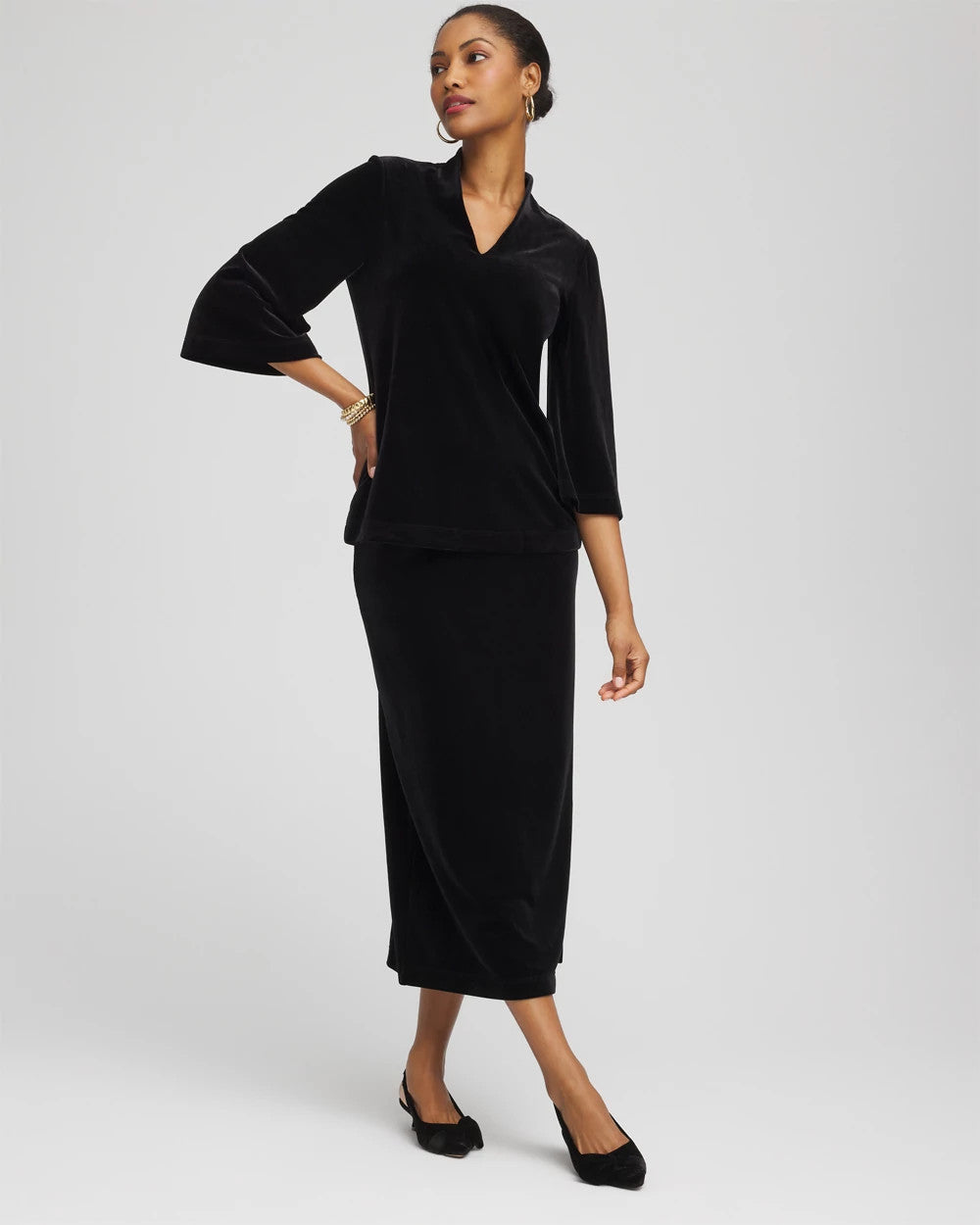 Travelers™ Velvet V-Neck Kimono Sleeve Top