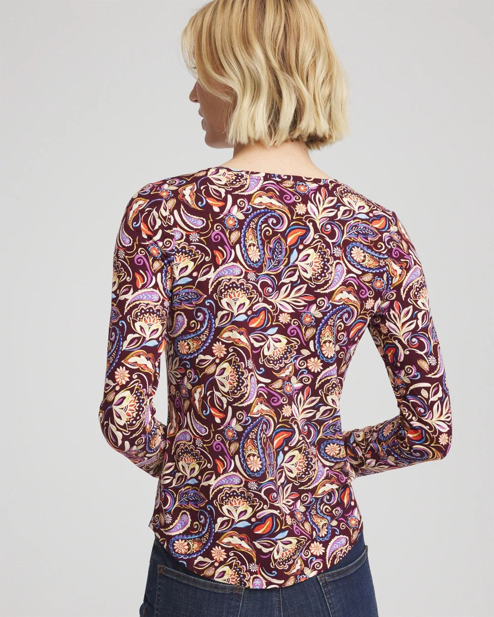 Paisley Touch of Cool™ V-Neck Layering Tee