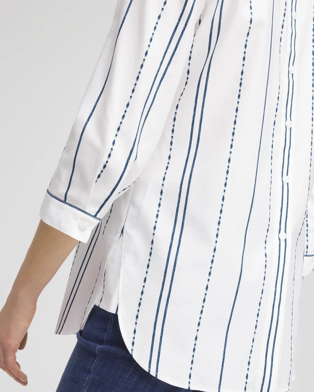 No Iron™ Striped Buttonback Stretch Tunic