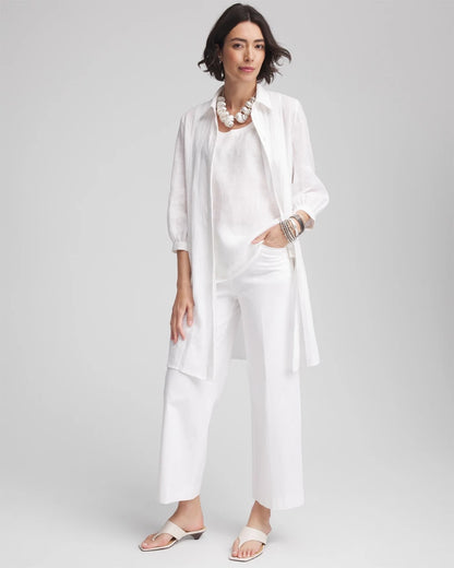 Pintuck Placket Linen Tunic