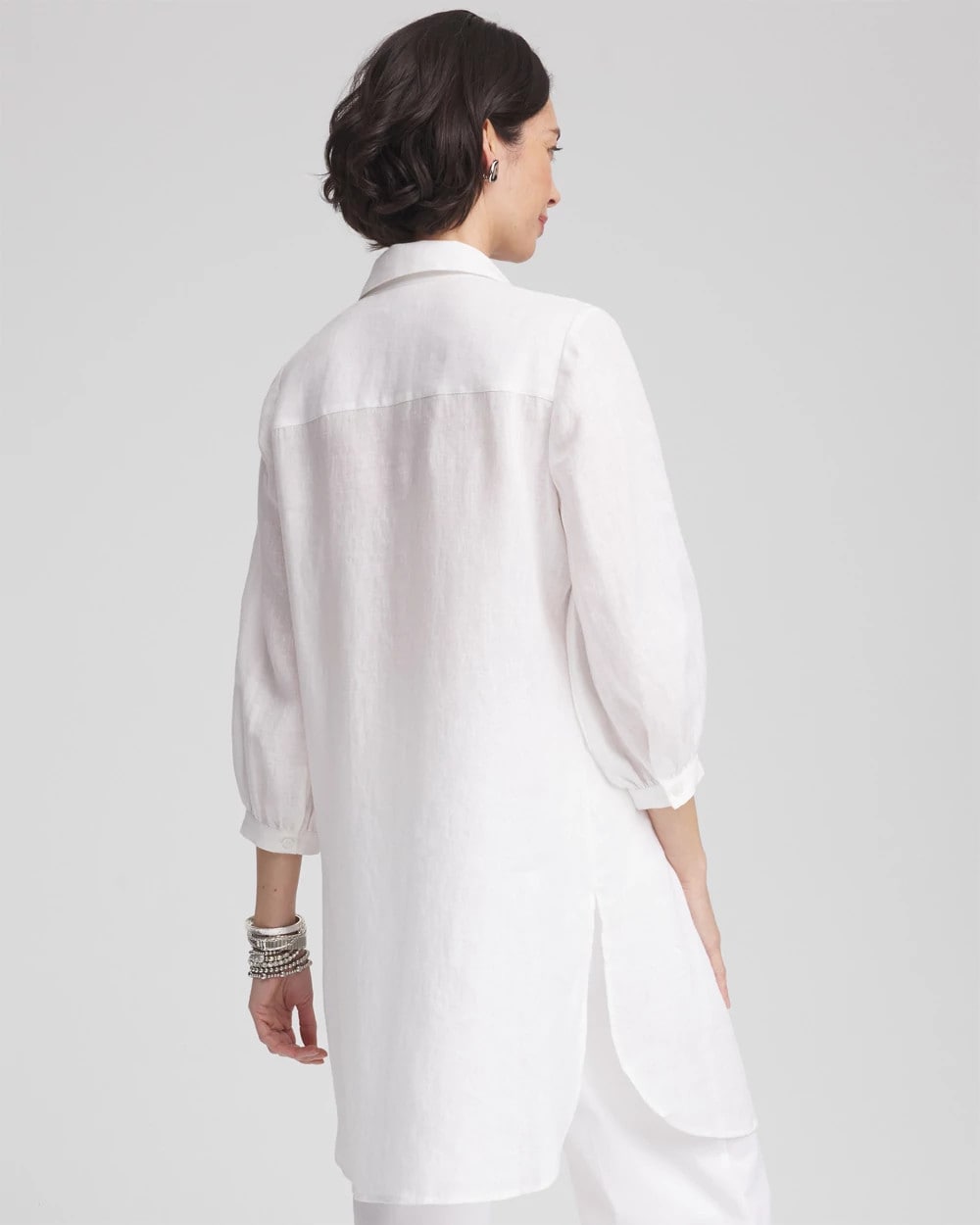 Pintuck Placket Linen Tunic