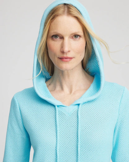 Zenergy® Crochet Knit Hooded Pullover Top