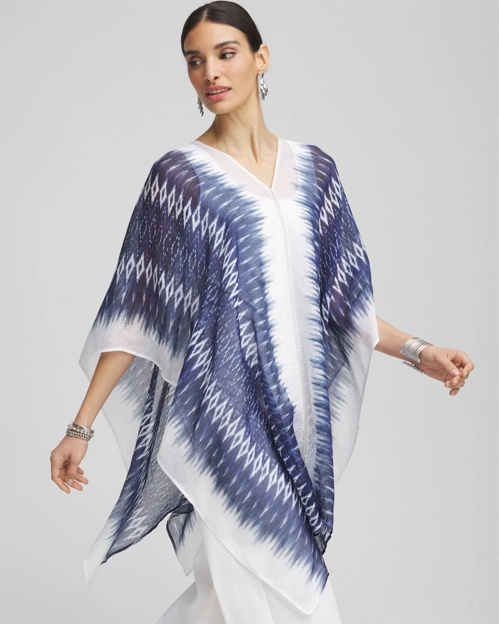 Long Embellished Linen Kaftan