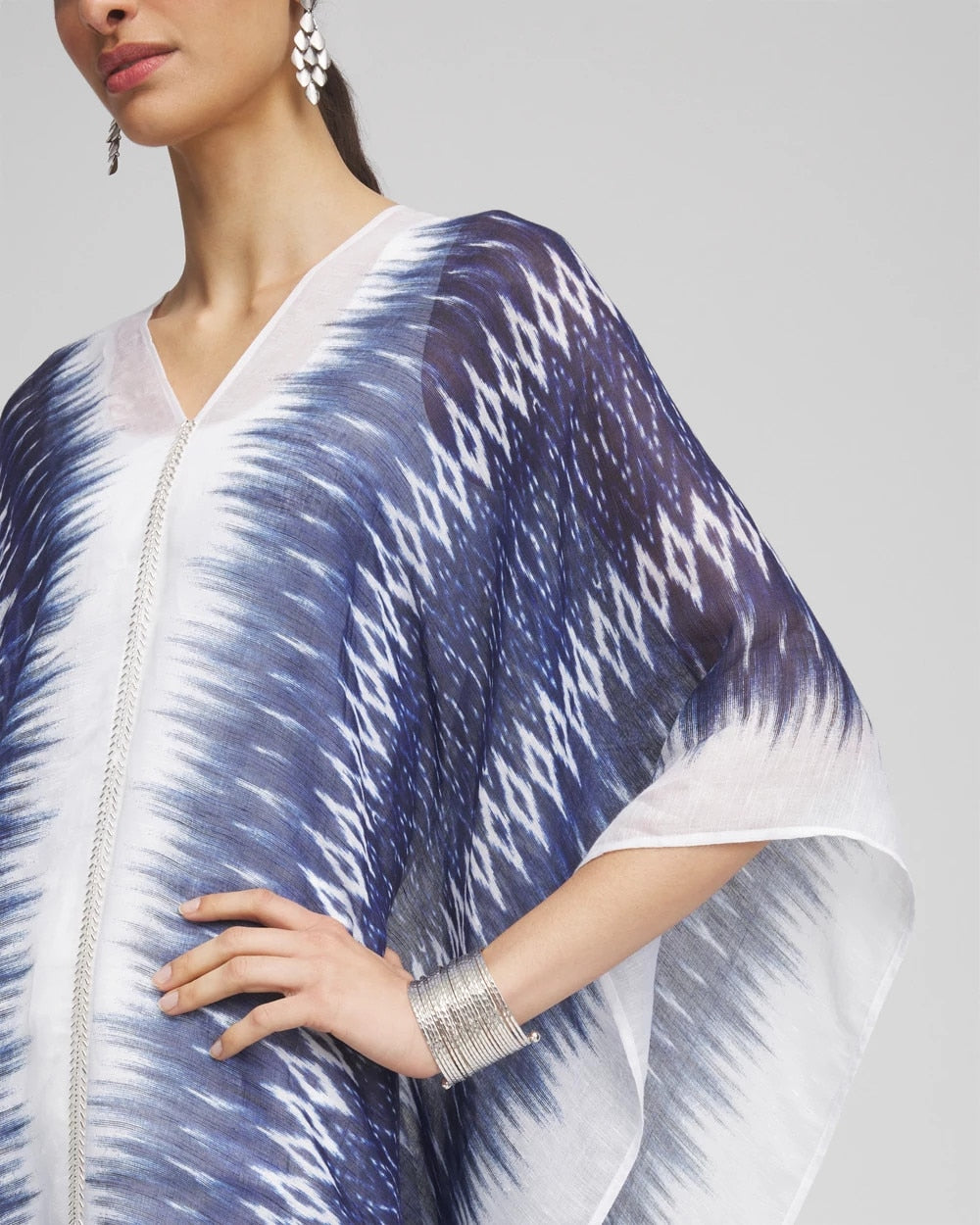 Long Embellished Linen Kaftan