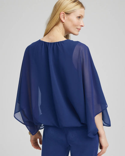 Travelers™ Collection Bubble Hem Chiffon Blouse