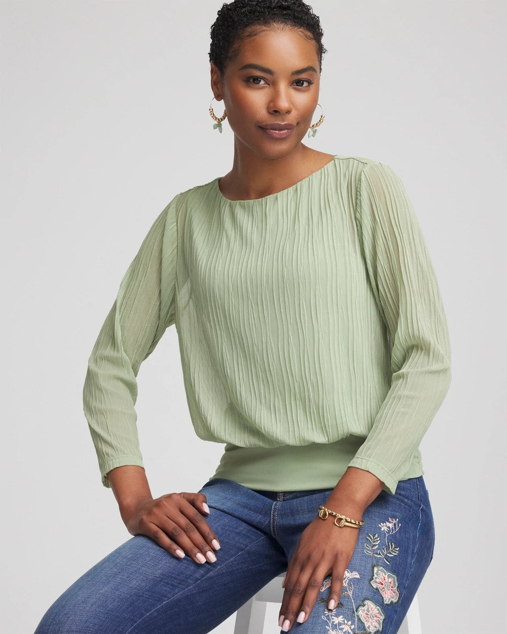 Touch of Cool™ Textured Banded-Hem Top