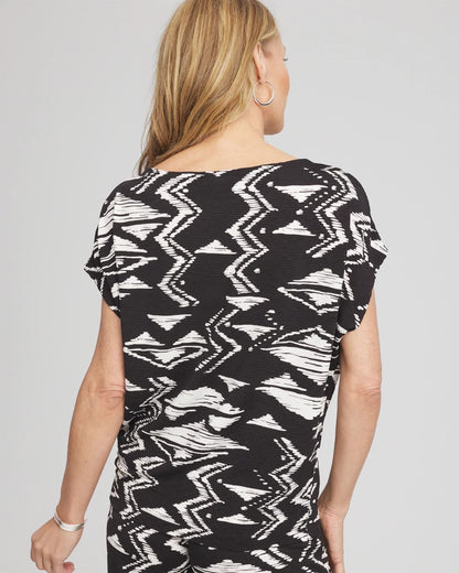 Travelers™ Crinkled Knit Geo-Print Top