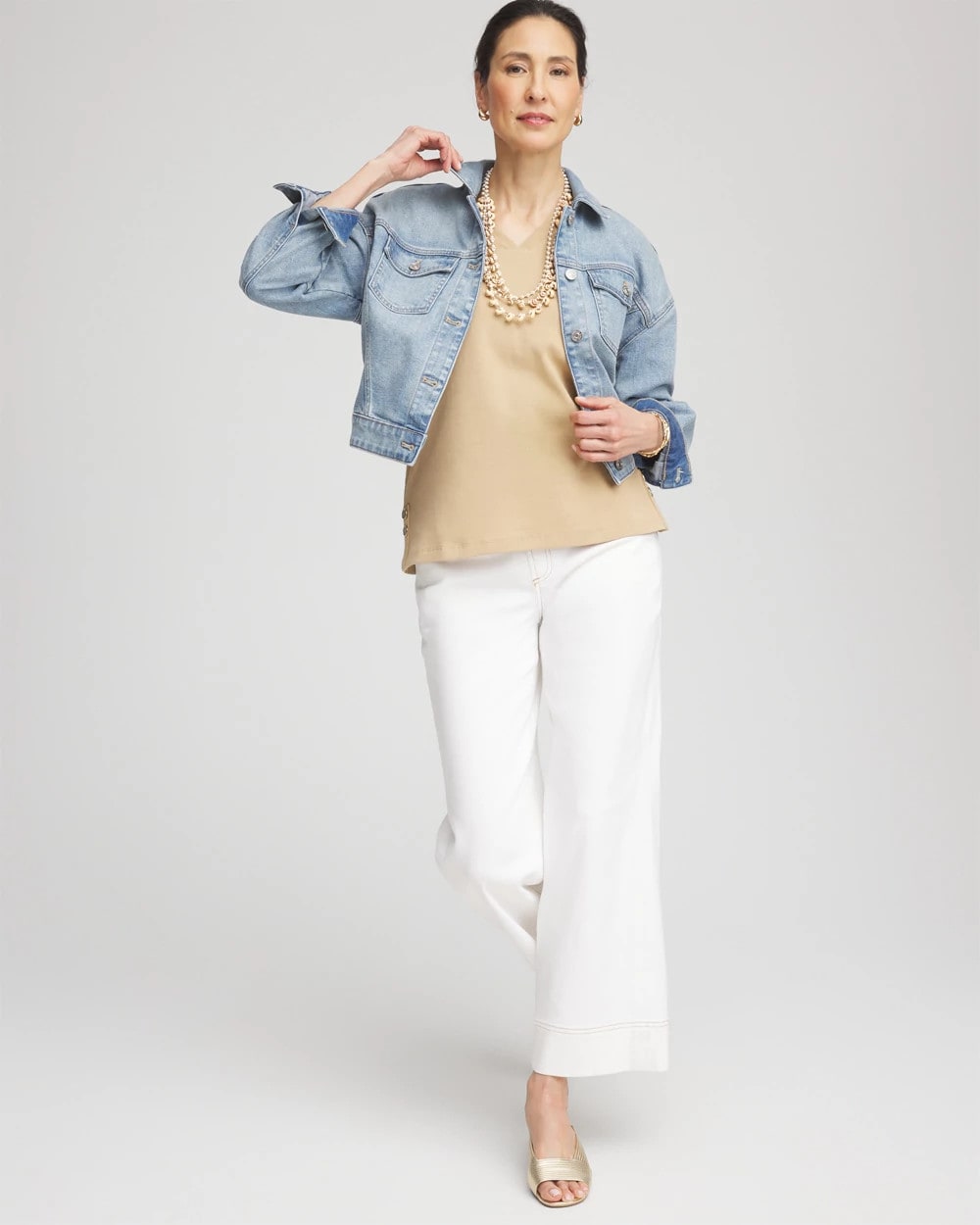 Sleeveless V-Neck Button Tank