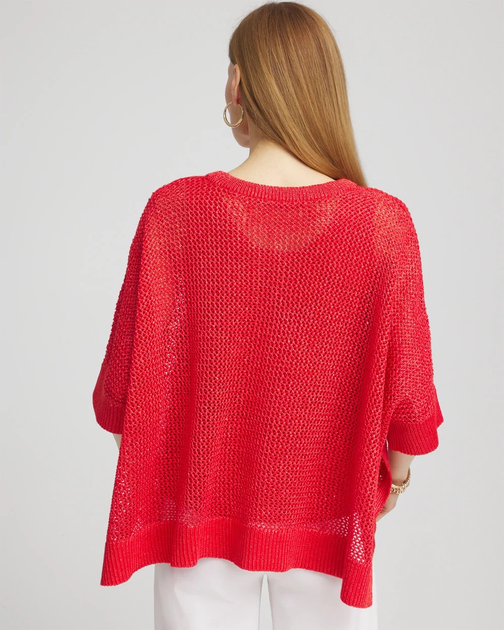 Sequin Open Knit Poncho
