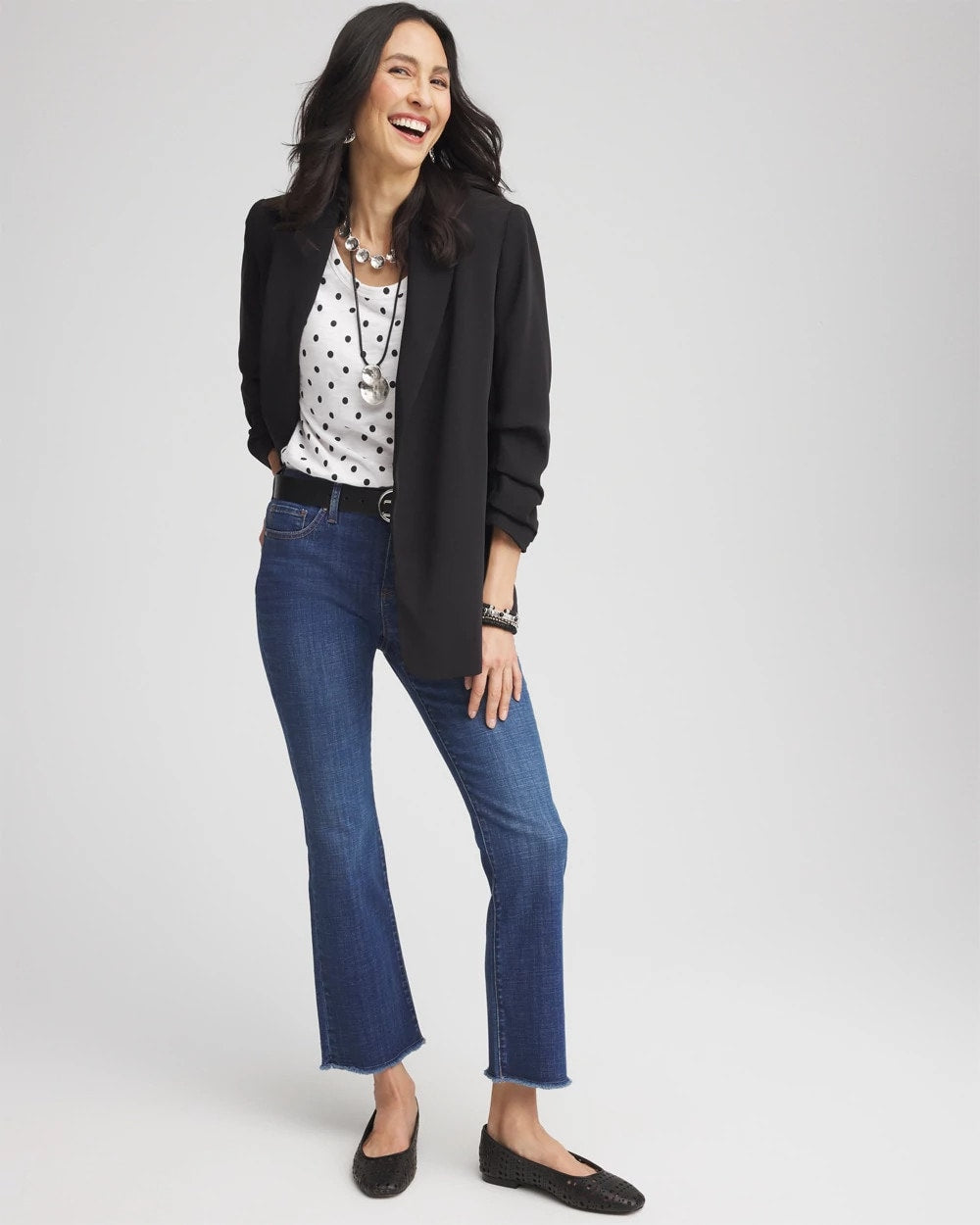 Polka-Dot Slub Scoop-Neck Tee
