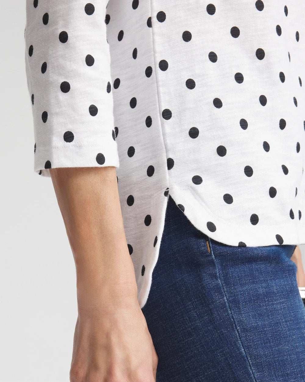 Polka-Dot Slub Scoop-Neck Tee