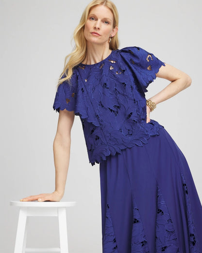 Lace Detail Flutter Sleeve Top