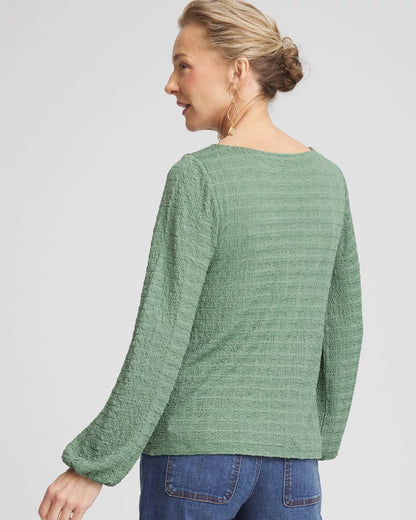 Smocked Boatneck Top