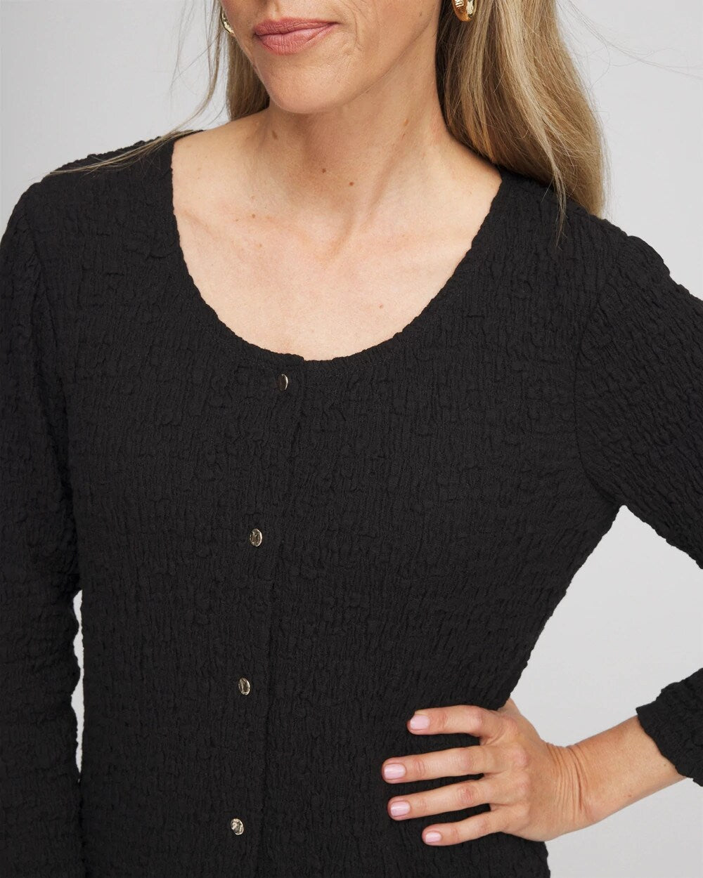 Textured Scoopneck Cardigan