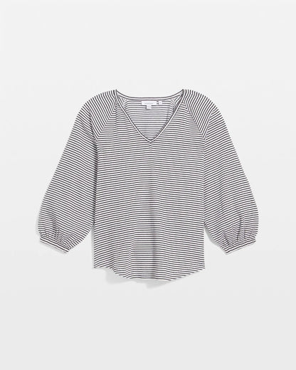 Striped Crinkled Raglan Top
