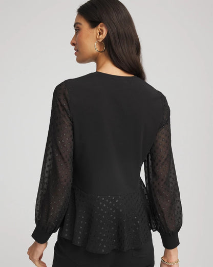 Clip-Dot Peplum Top