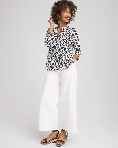 Printed Cotton Slub Henley Shirt
