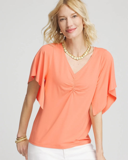 Touch of Cool™ Handkerchief-Sleeve V-Neck Tee