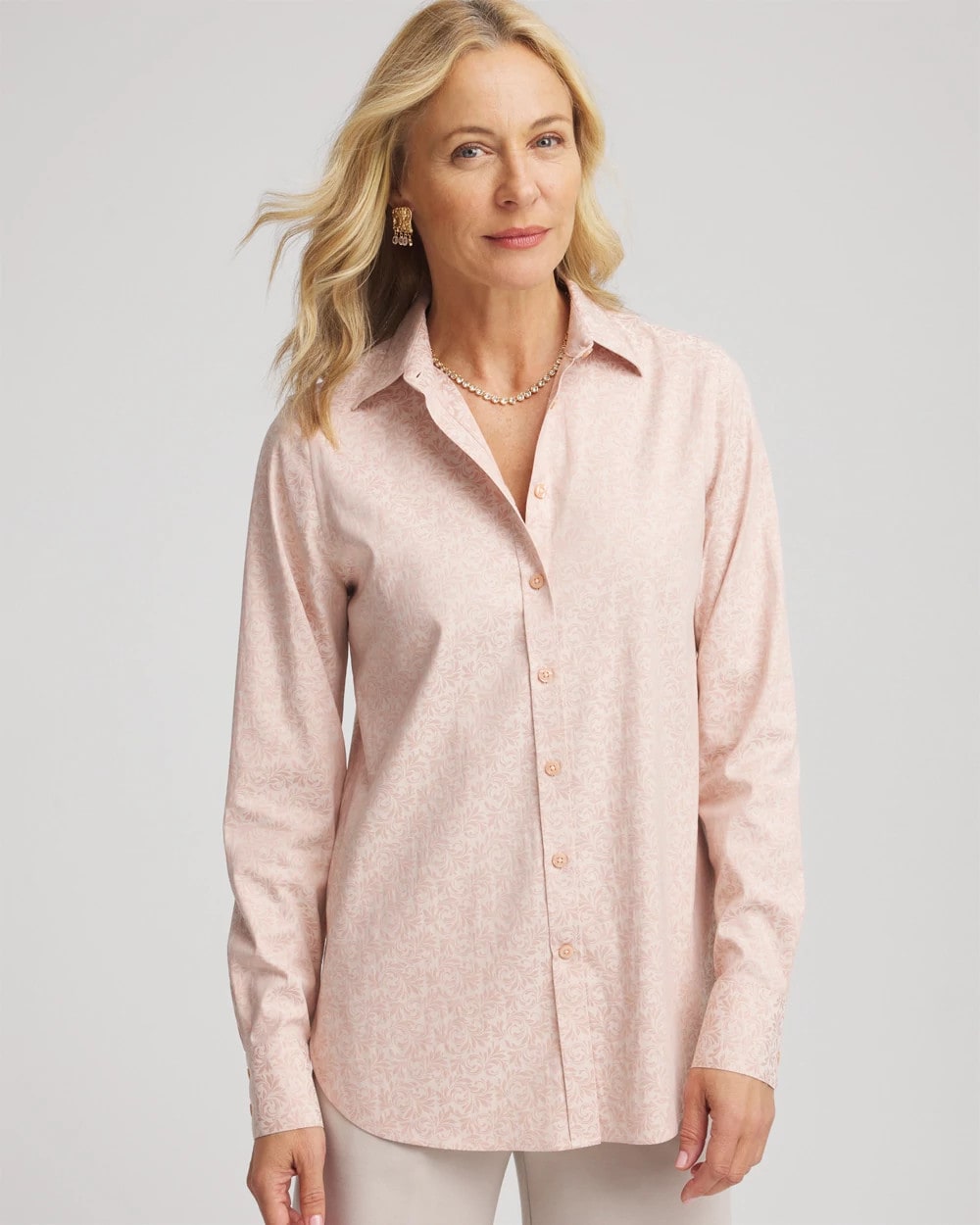 No Iron™ Feminine Jacquard Shirt