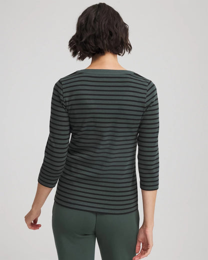 Zenergy® Ribbed Striped Henley Tee