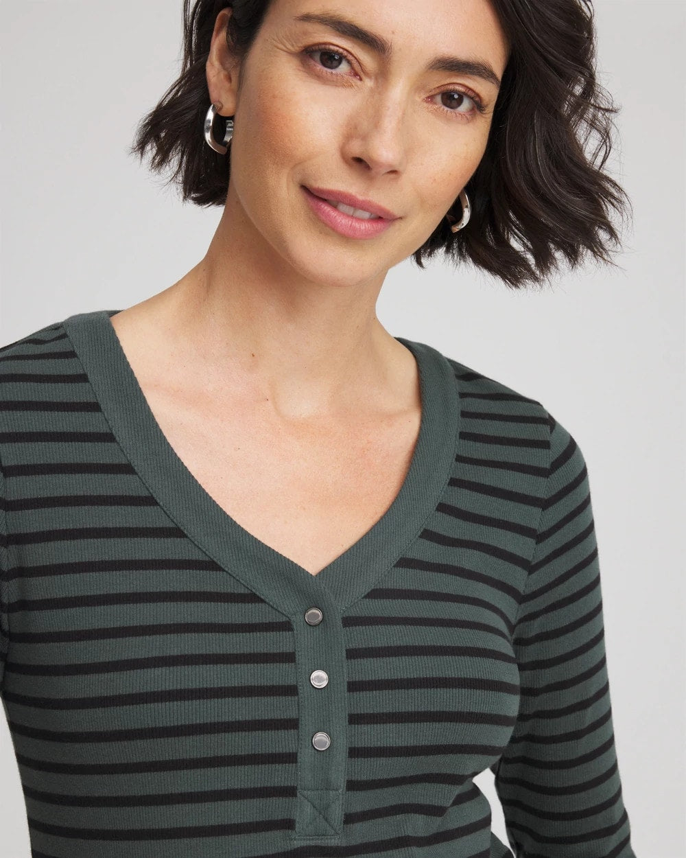 Zenergy® Ribbed Striped Henley Tee