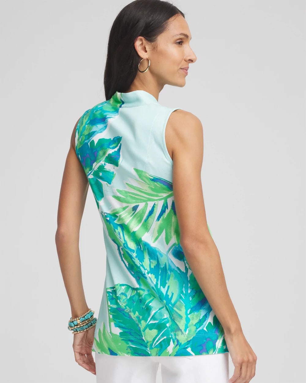Tropical Pima Sleeveless V-Neck Tunic