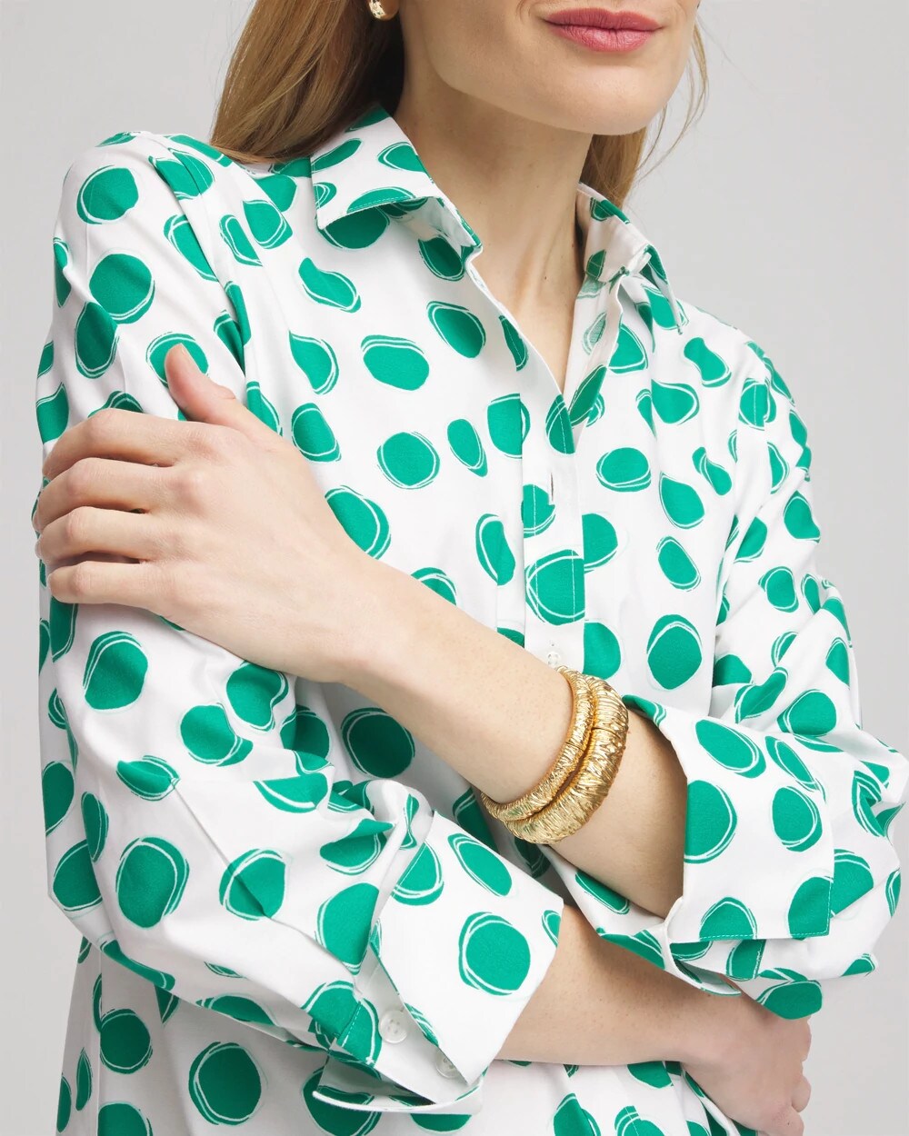 No Iron™ Polka-Dot Sateen Shirt