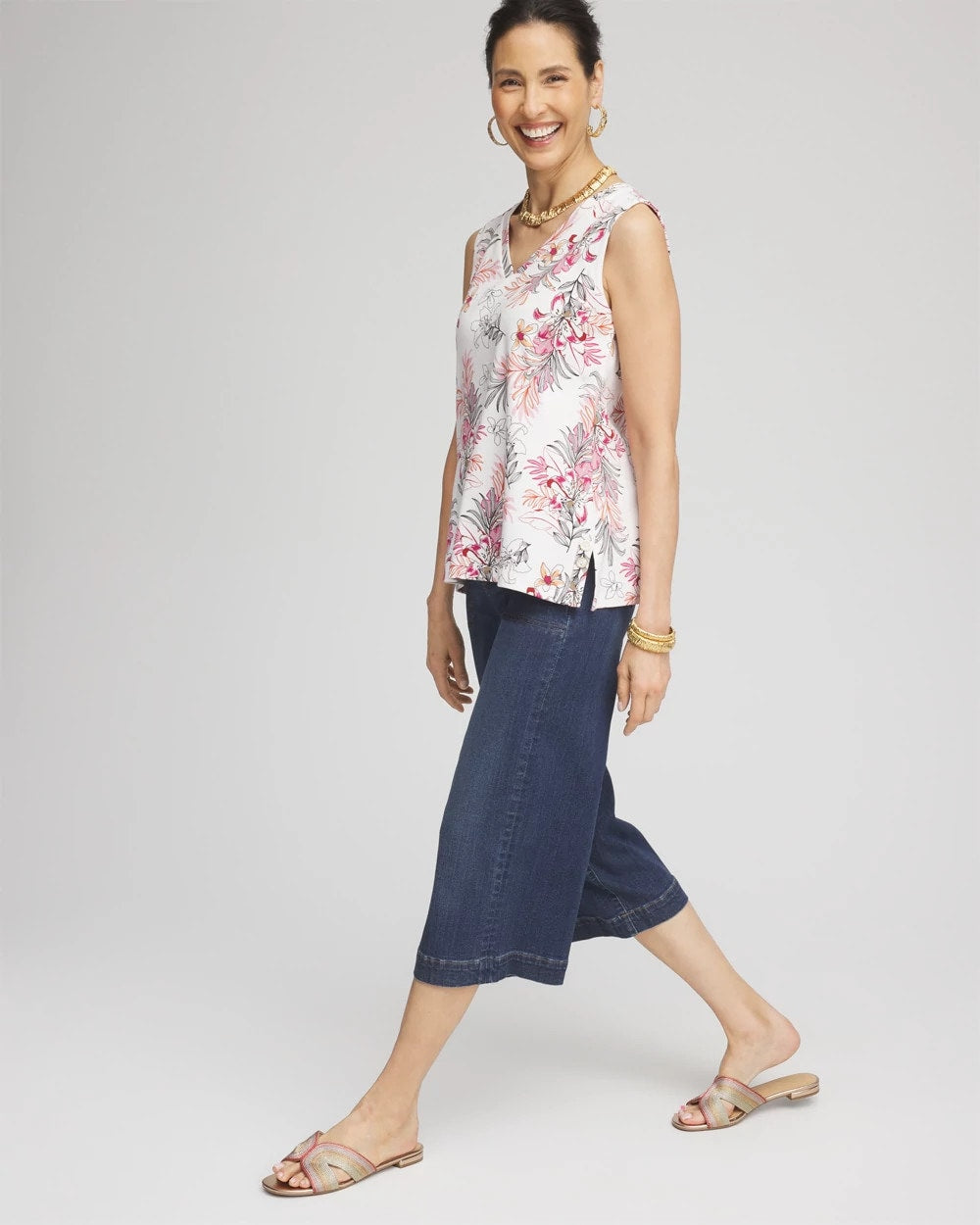 Floral Sleeveless V-Neck Tank