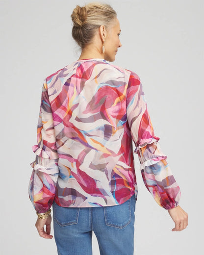 Abstract Ruffles Crinkle Blouse