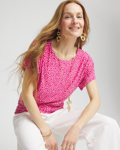 Touch of Cool™ Cheetah Ruched Banded Hem Top