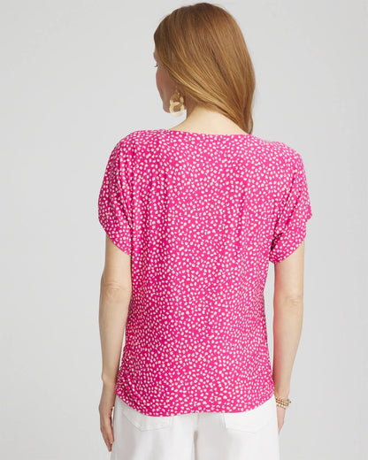 Touch of Cool™ Cheetah Ruched Banded Hem Top