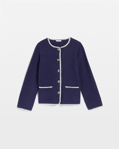Blanket Stitch Crewneck Cardigan