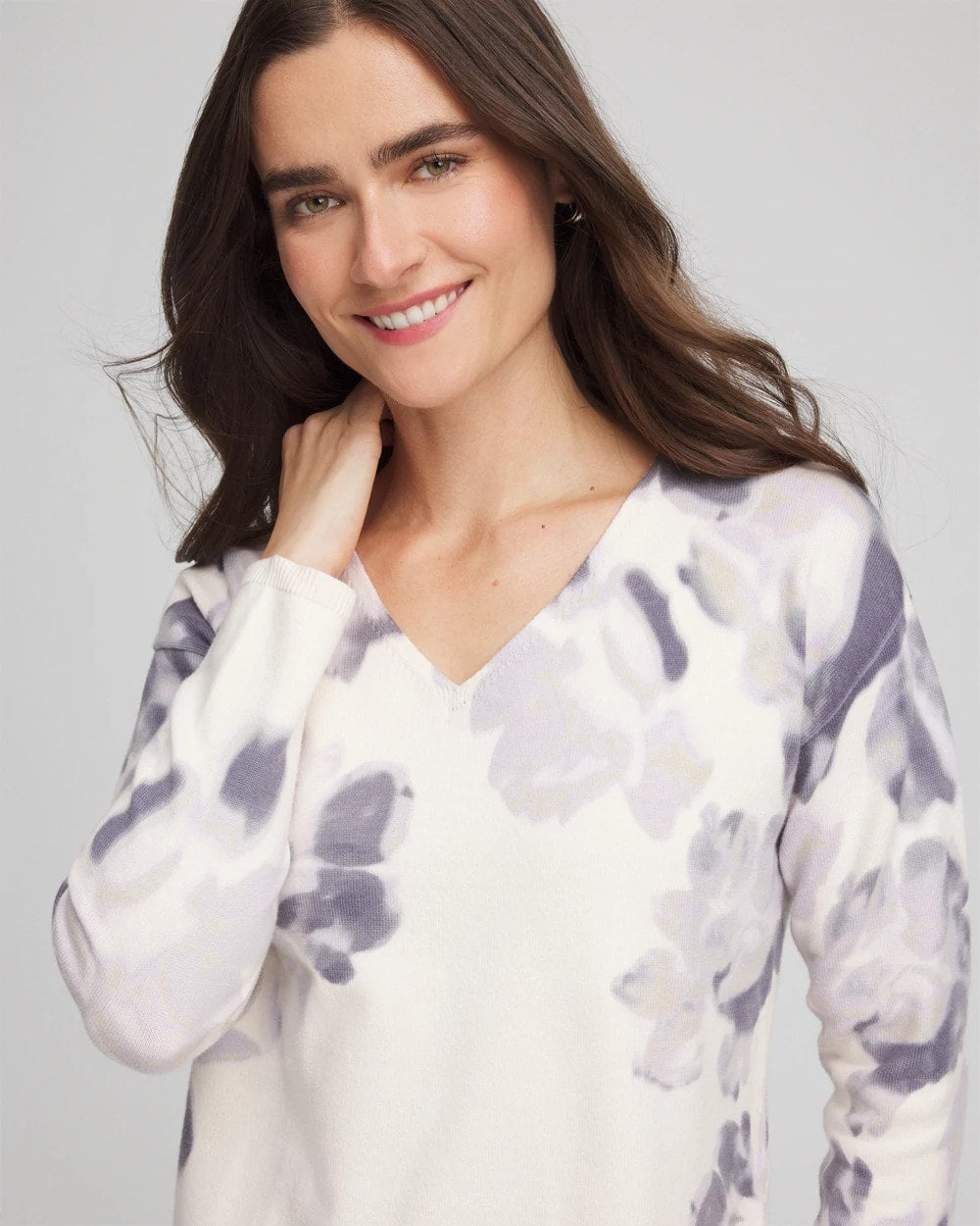 Printed V-Neck Sweater