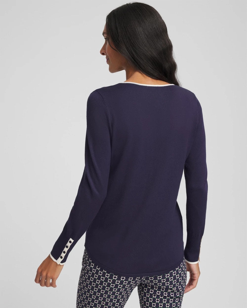 Ella Tipped V-Neck Pullover Sweater