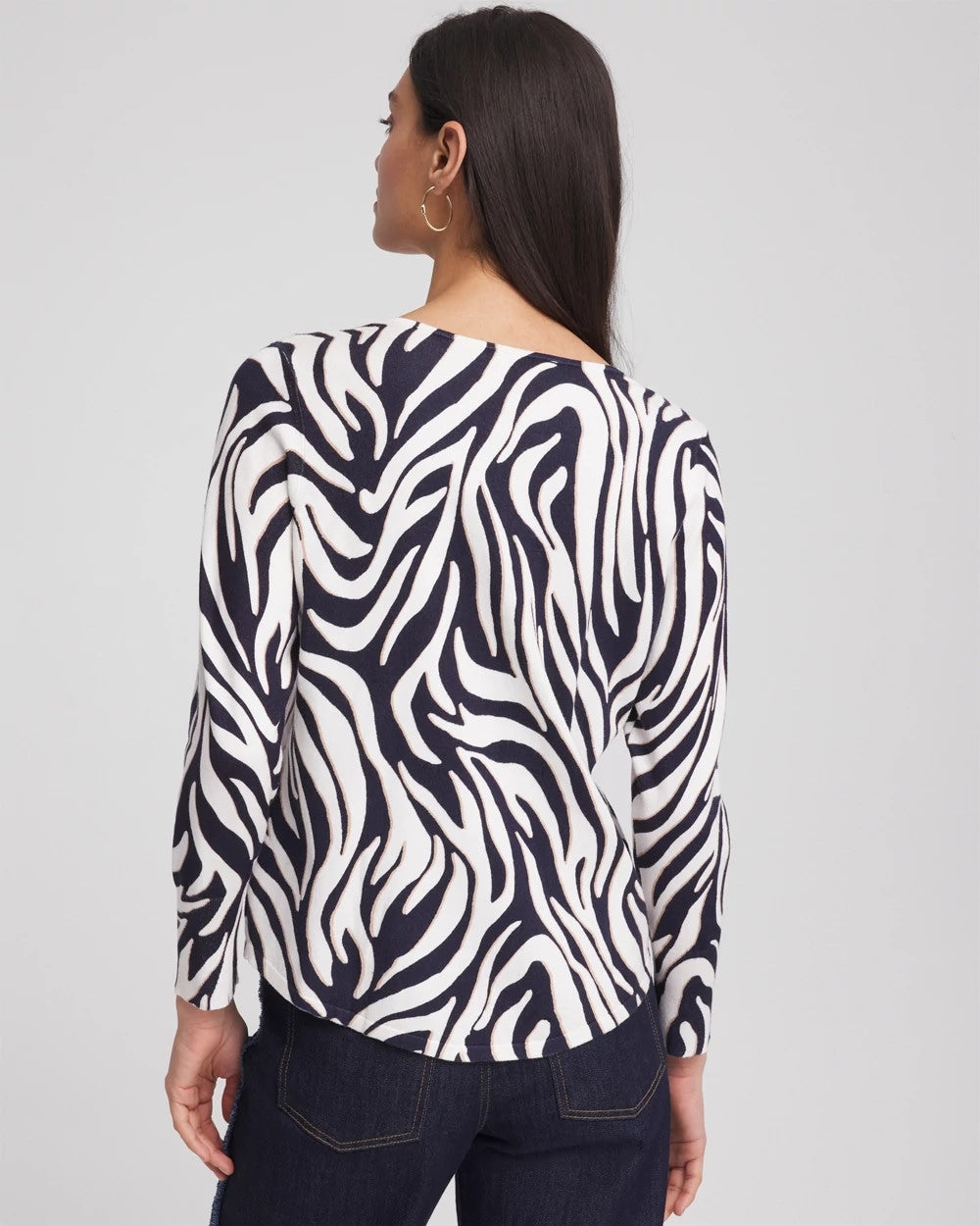 Ella Zebra V-Neck Pullover Sweater