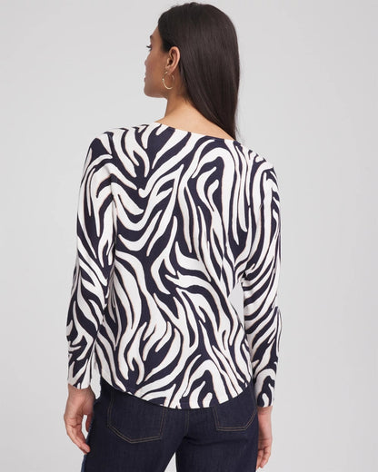 Ella Zebra V-Neck Pullover Sweater