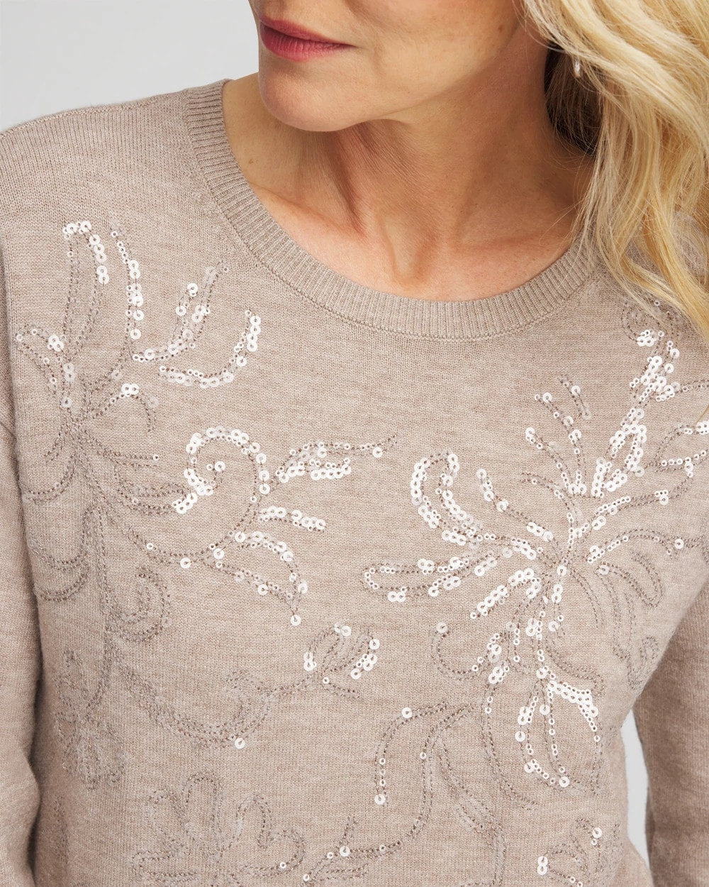 Floral Sequined Pullover