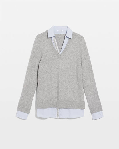 Sequin Built-In Shirt Knit Sweater