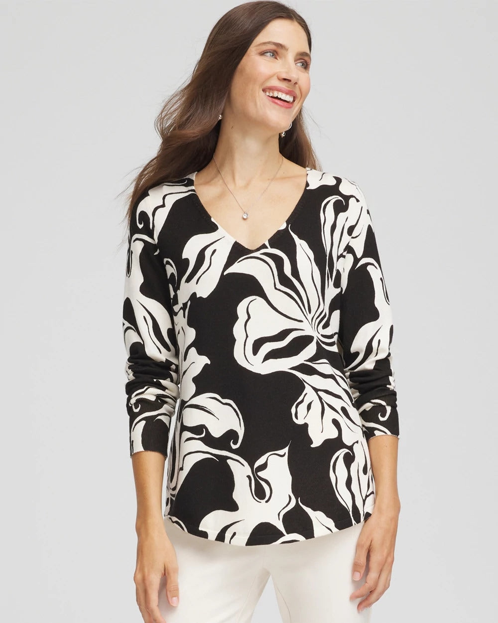 Ella Printed V-Neck Sweater