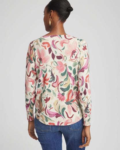 Ella V-Neck Floral Pullover Sweater