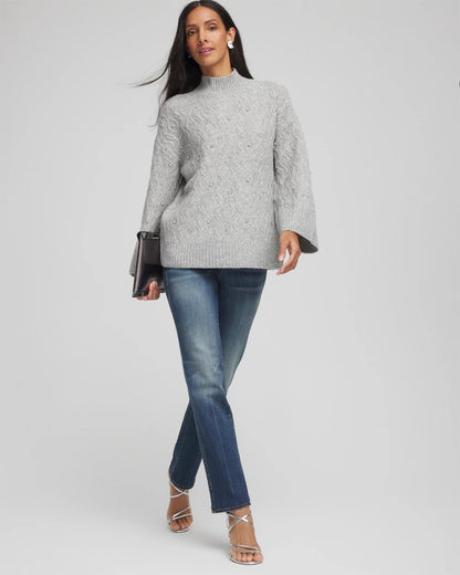 Sequined Cable Knit Sweater