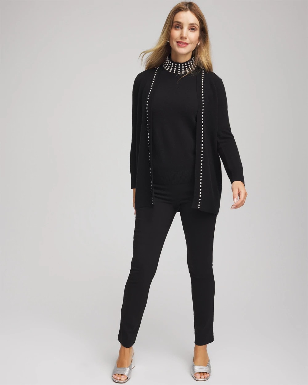 Cashmere Pearl-Trim Cardigan